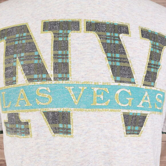 VINTAGE LAS VEGAS NEVADA 2-TONE USA MADE 90s TRAVEL TOURIST TSHIRT SZ L - Picture 2 of 8